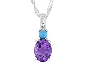 Purple Amethyst Rhodium Over Sterling Silver Pendant with Chain 1.03ct