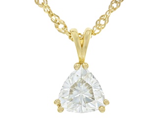 Moissanite 14k Yellow Gold Over Silver Solitaire Pendant .80ct DEW.