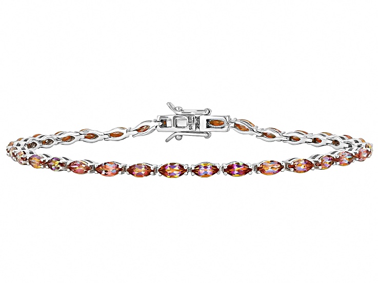 Northern Light Quartz Rhodium Over Sterling Silver Tennis Bracelet 5.80ctw