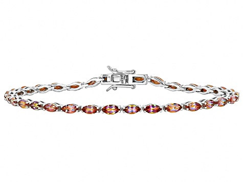 Northern Light Quartz Rhodium Over Sterling Silver Tennis Bracelet 5.80ctw