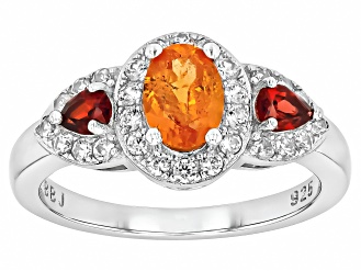 Mandarin Garnet Rhodium Over Sterling Silver Ring 1.62ctw