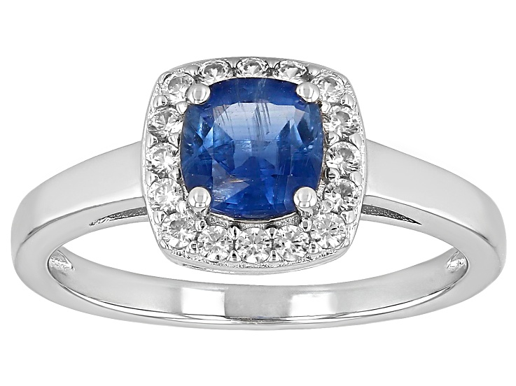 Blue Nepalese Kyanite Rhodium Over Sterling Silver Ring 1.27ctw
