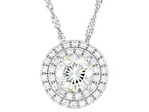 White Lab Created Strontium Titanate Rhodium Over Sterling Silver Pendant With Chain 2.32ctw