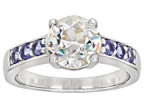 White Lab Created Strontium Titanate Rhodium Over Sterling Silver Ring