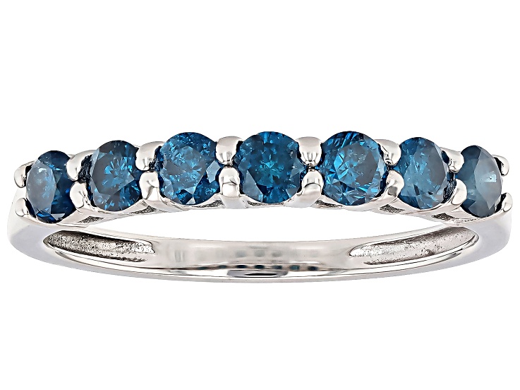 Blue Diamond Rhodium Over Sterling Silver Band Ring 0.60ctw Blue Diamond Rhodium Over Sterling Silver Band Ring 0.60ctw