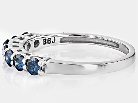 Blue Diamond Rhodium Over Sterling Silver Band Ring 0.60ctw Blue Diamond Rhodium Over Sterling Silver Band Ring 0.60ctw