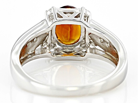 Orange Concave Madeira Citrine Rhodium Over Sterling Silver Ring 1.30ctw
