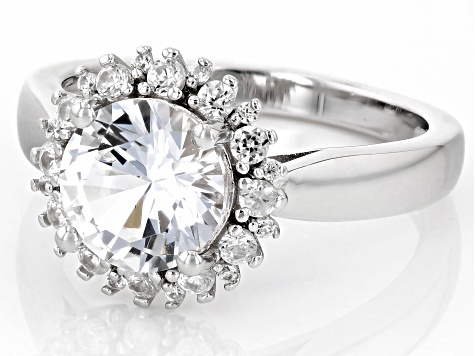 White Lab Created Sapphire Rhodium Over Sterling Silver Ring 2.37ctw