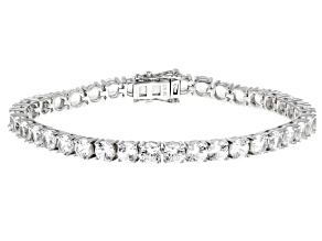 White Lab Created Sapphire Rhodium Over Sterling Silver Bracelet 24.99ctw