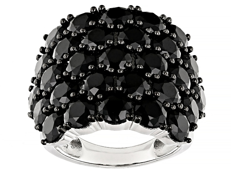 Black Spinel Rhodium Over Sterling Silver Ring 11.83ctw