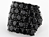 Black Spinel Rhodium Over Sterling Silver Ring 11.83ctw