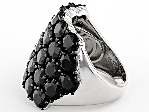 Black Spinel Rhodium Over Sterling Silver Ring 11.83ctw