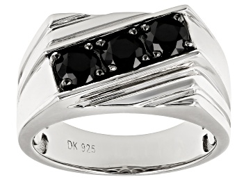 Picture of Black Spinel Rhodium Over Sterling Silver Men's Ring 1.22ctw