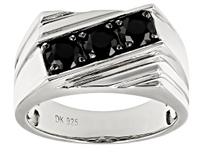 Black Spinel Rhodium Over Sterling Silver Men's Ring 1.22ctw