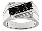 Black Spinel Rhodium Over Sterling Silver Men's Ring 1.22ctw