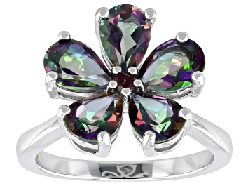 Picture of Mystic Fire® Green Topaz Rhodium Over Sterling Silver Ring 3.44ctw