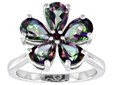 Mystic Fire® Green Topaz Rhodium Over Sterling Silver Ring 3.44ctw