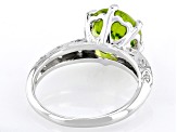 Green Peridot Rhodium Over Sterling Silver Ring 3.09ctw