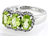 Green Peridot Rhodium Over Sterling Silver Ring 2.49ctw