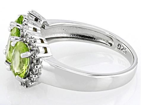 Green Peridot Rhodium Over Sterling Silver Ring 2.49ctw