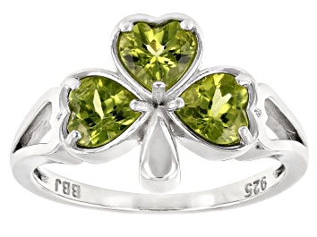 Picture of Green Peridot Rhodium Over Sterling Silver Ring 1.34ctw