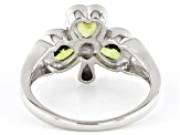 Green Peridot Rhodium Over Sterling Silver Ring 1.34ctw