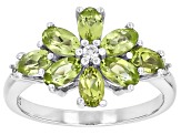 Green Peridot Rhodium Over Sterling Silver Ring 1.70ctw