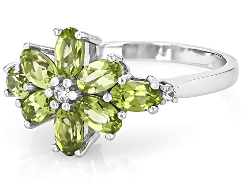 Green Peridot Rhodium Over Sterling Silver Ring 1.70ctw