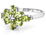 Green Peridot Rhodium Over Sterling Silver Ring 1.70ctw