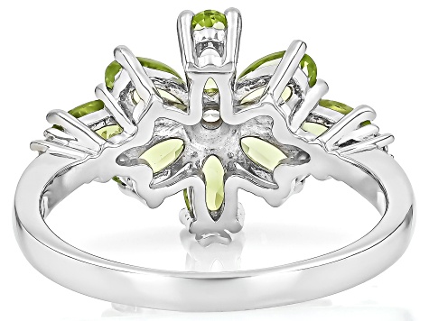 Green Peridot Rhodium Over Sterling Silver Ring 1.70ctw