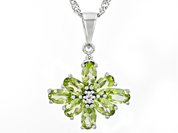 Picture of Green Peridot Rhodium Over Sterling Silver Pendant With Chain 1.54ctw