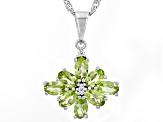 Green Peridot Rhodium Over Sterling Silver Pendant With Chain 1.54ctw