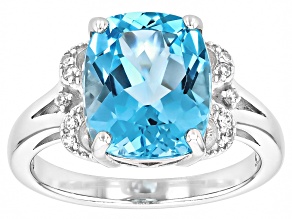 Sky Blue Topaz Rhodium Over Sterling Silver Ring 5.59ctw