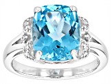 Sky Blue Topaz Rhodium Over Sterling Silver Ring 5.59ctw