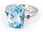 Sky Blue Topaz Rhodium Over Sterling Silver Ring 4.11ctw