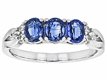 Blue Composite Turquoise Rhodium Over Sterling Silver Two-Tone Ring 0.03ctw