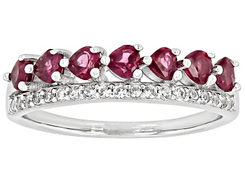 Picture of Raspberry Rhodolite Rhodium Over Sterling Silver Band Ring 1.08ctw