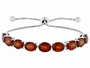 Hessonite Garnet Rhodium Over Sterling Silver Bolo Bracelet 10.71ctw
