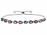 Mystic Topaz Rhodium Over Sterling Silver Bolo Bracelet 6.80ctw