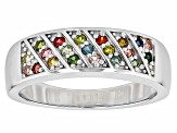 Multi-Tourmaline Rhodium Over Sterling Silver Band Ring 0.50ctw