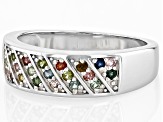 Multi-Tourmaline Rhodium Over Sterling Silver Band Ring 0.50ctw