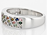 Multi-Tourmaline Rhodium Over Sterling Silver Band Ring 0.50ctw