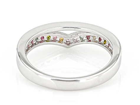 Multi-Tourmaline Rhodium Over Sterling Silver Ring 0.20ctw