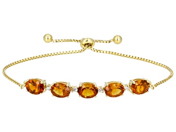 Picture of Madeira Citrine 18k Yellow Gold Over Sterling Silver Bolo Bracelet 4.03ctw