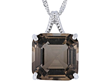 Picture of Smoky Quartz Rhodium Over Sterling Silver Pendant With Chain 10.20ct