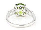 Green Peridot Rhodium Over Sterling Silver Ring 3.30ctw