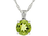 Green Peridot Rhodium Over Sterling Silver Pendant With Chain 2.59ctw