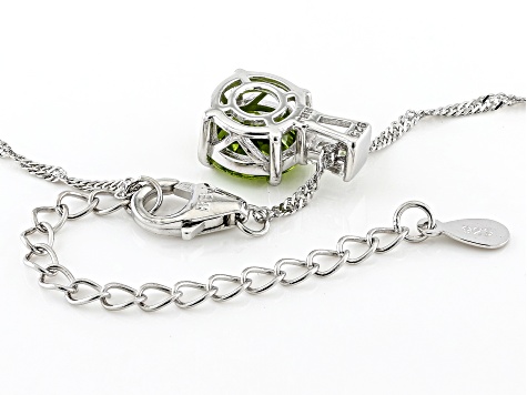 Green Peridot Rhodium Over Sterling Silver Pendant With Chain 2.59ctw