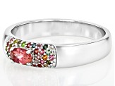 Pink Tourmaline Rhodium Over Sterling Silver Band Ring 0.30ctw