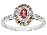 Pink Tourmaline Rhodium Over Sterling Silver Ring 0.49ctw